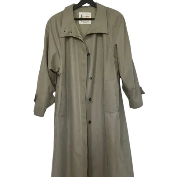 London Fog long single-breasted trench coat taupe women's size 8 - Picture 1 of 7